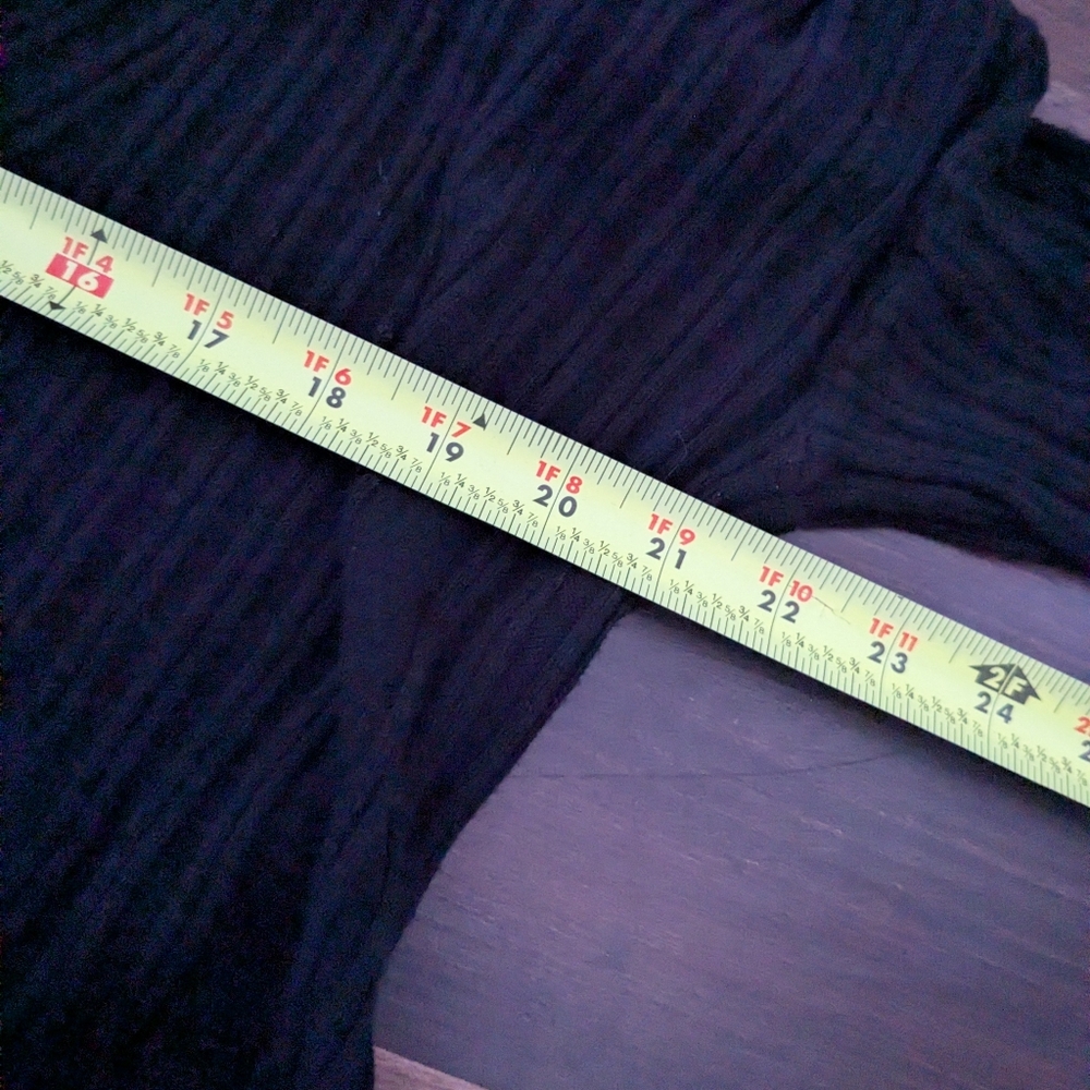 Gorgeous Free People Long Black Ribbed Button-Front Cardigan Size L Side Slits - Picture 7 of 8